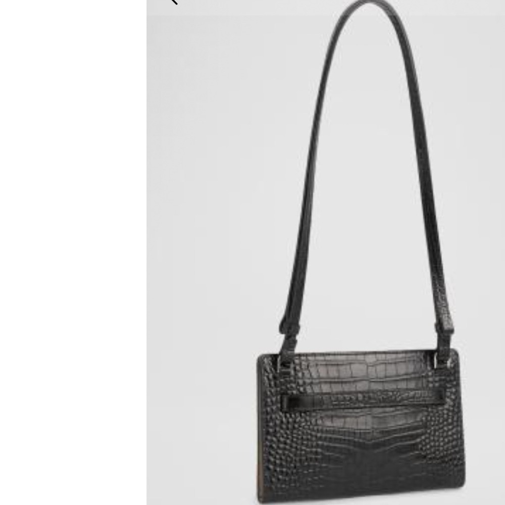 Toteme T-Lock Clutch Black Croc Embossed Leather Bag 261-WAM0052-LE0076 - Picture 2 of 6